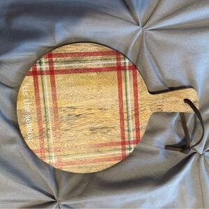 "This the season" round wooden serving board. New.